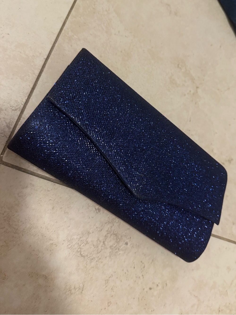 Elegant Navy Blue Glitter Clutch
